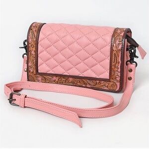 American Darling Hand-Tooled Floral Western Leather Organiser Bag - Quilted